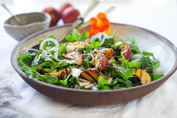 Peach Arugula and Goat Cheese Summer Salad Dishes/Lifestyle Metro 