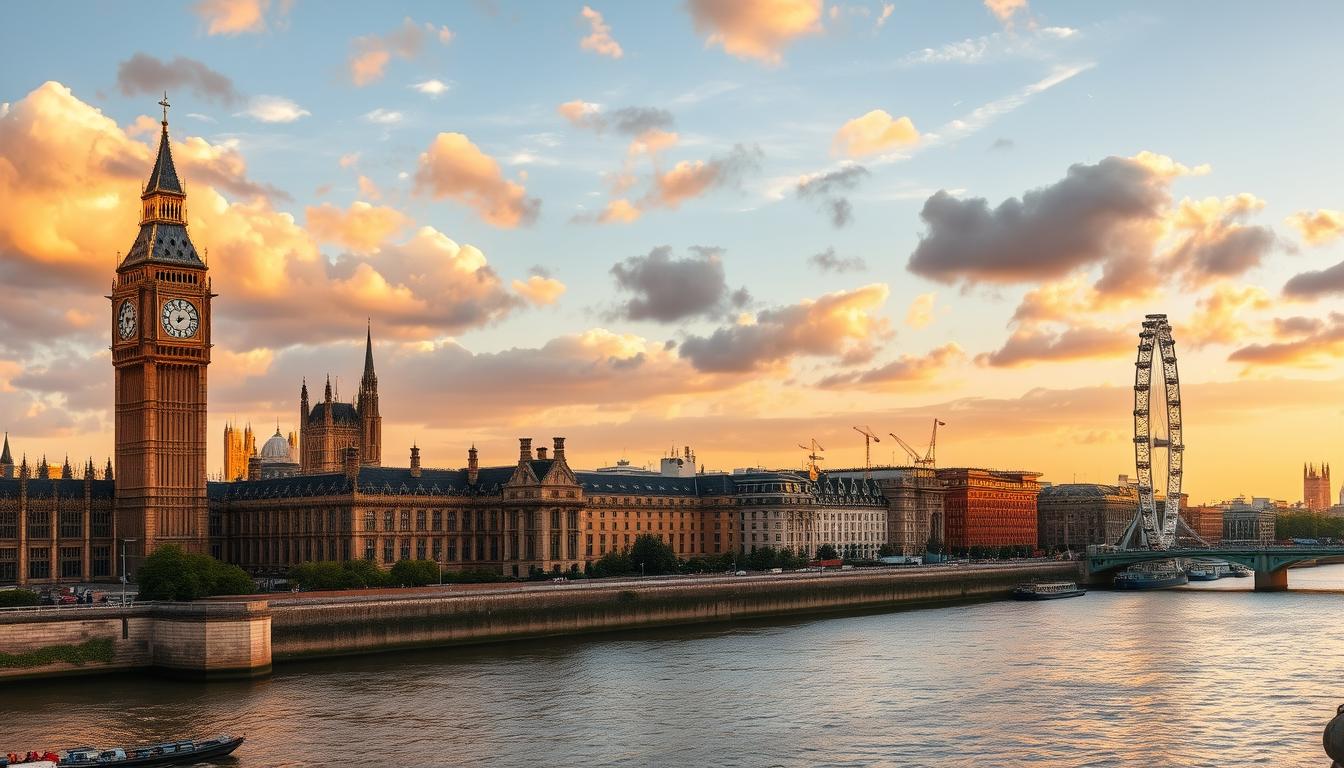 London skyline featuring Big Ben and the Houses of Parliament, one of the best places to visit in the United Kingdom