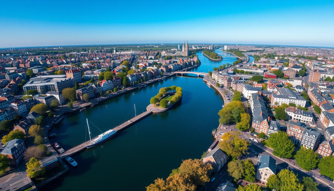Aerial view of Amsterdam canals and historic buildings, one of the best places to visit in Netherlands