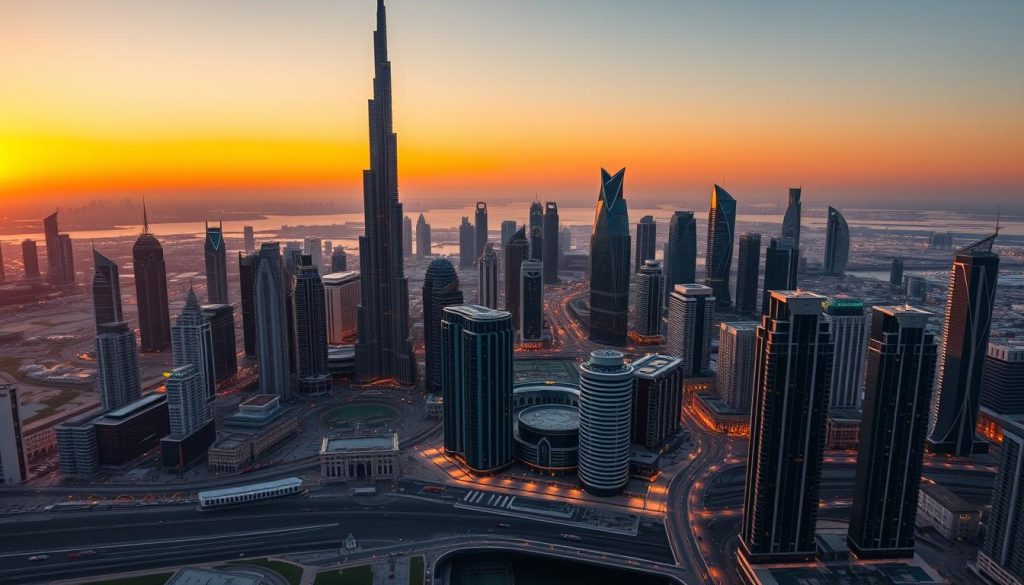 Burj Khalifa and the Dubai skyline, Dubai, United Arab Emirates